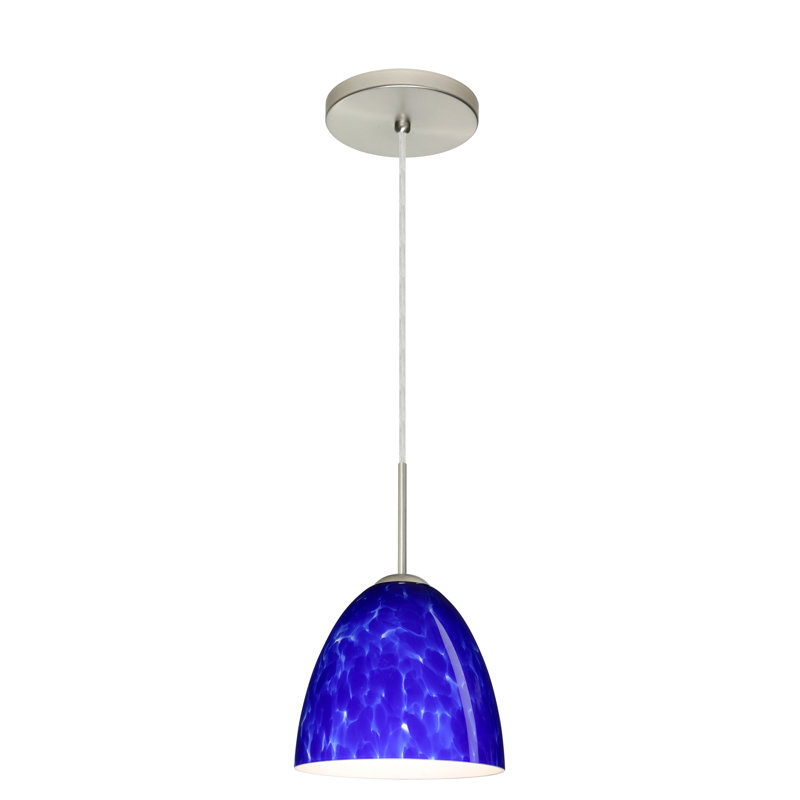 Luminaire suspendu 1 cloche pour une cloche Vila, Opale matte, Nickel satiné, Incandescent