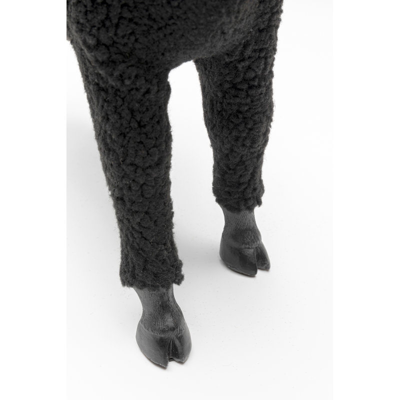 Black Happy Sheep Wool Figurine