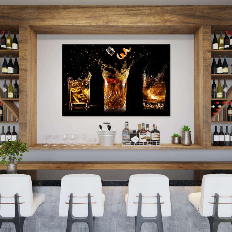 «Splashing Whiskey Glass», reproduction sur toile, H 30 po x l 45 po x P 1,25 po