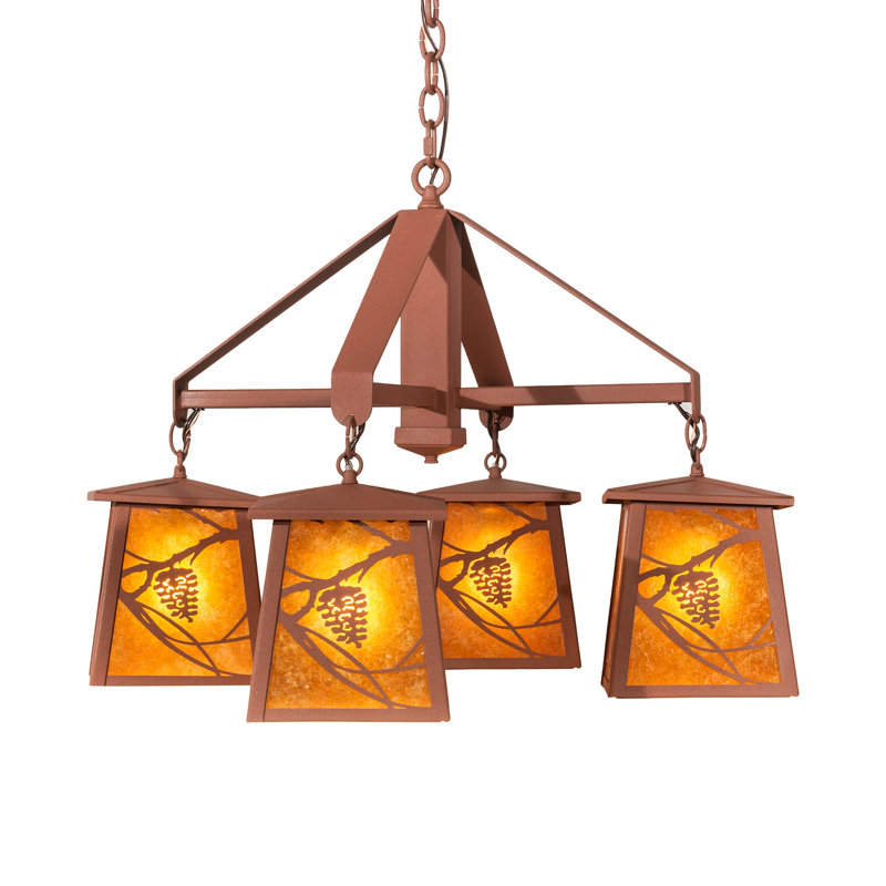 Rustic Lodge 4 - Light Chandelier, Rust