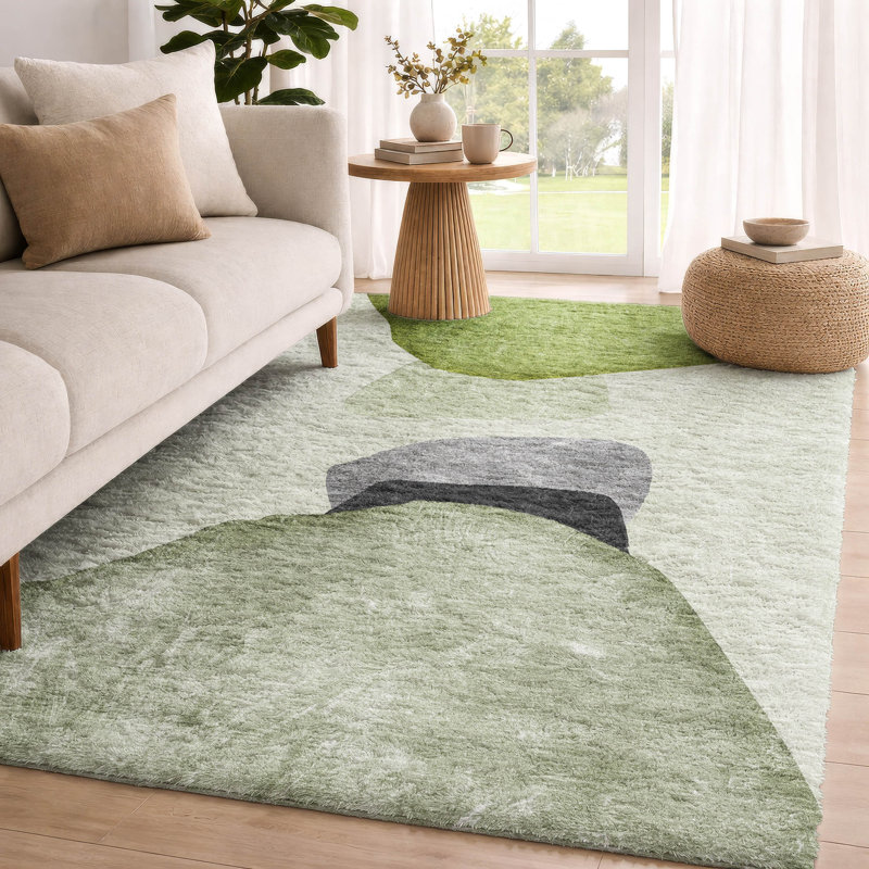 Tapis à poil long de qualité supérieure lavable à la machine ADS547, 3' x 5', Green