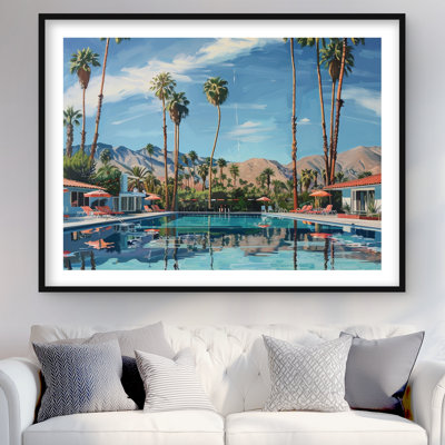 Palm Trees Gray Framed Matted Print for Home Decor | Art