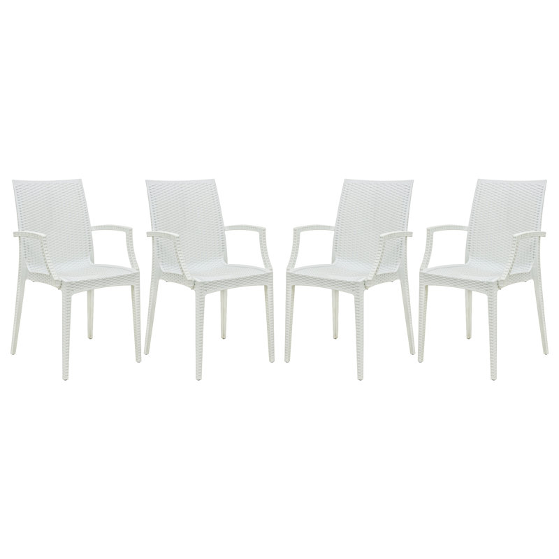  Chaise d'appoint intérieure / extérieure de couleur blanche - ensemble de 4