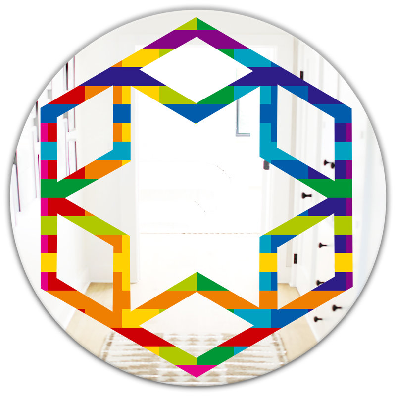 Miroir mural hexagonal étoile simple à motif géométrique éclectique, H 31,5 po x l po
