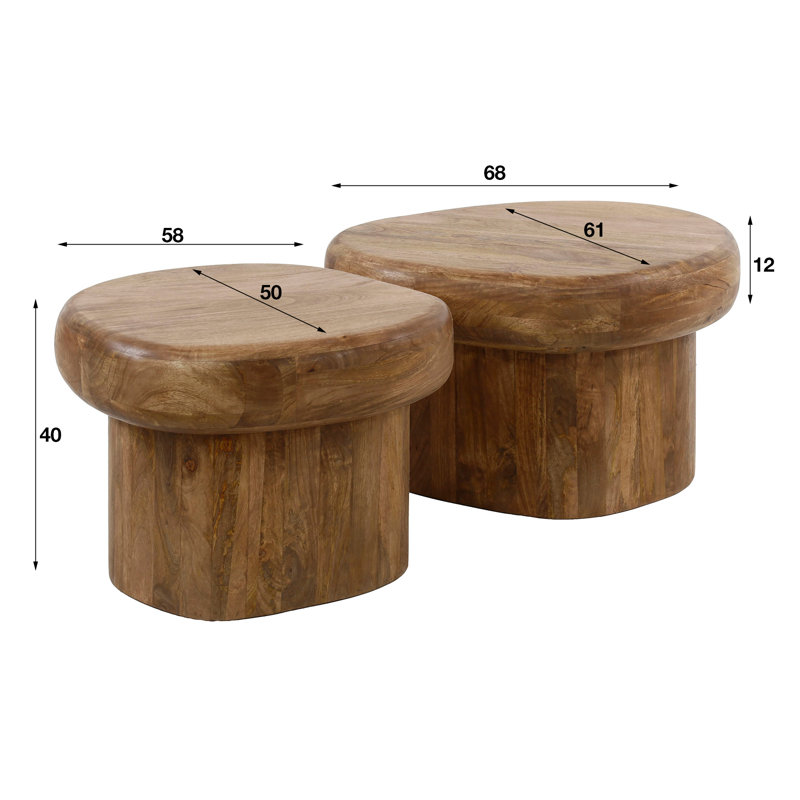 Jaron Solid Wood Drum Coffee Table