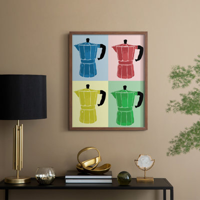Impression encadrée Moka Pot Colorblock - bois massif