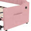 Lit de jour simple rose tapissier de velours, avec couchette escamotable, et charge de type C, et poches latérales pour télécommandes douces