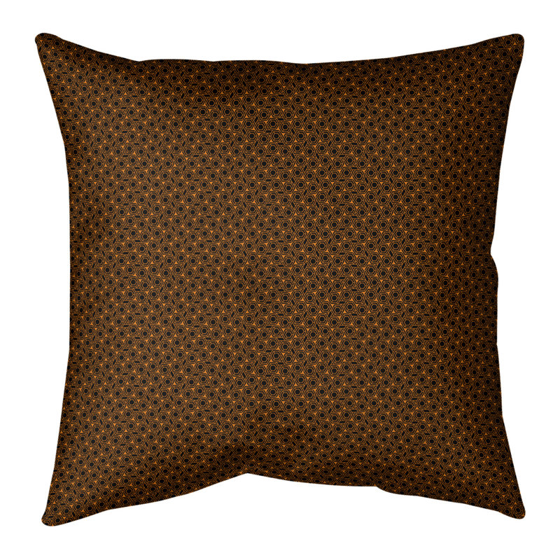 Oreiller carré Katelyn Elizabeth, Polyester/ Bourre en polyester, 26 po x 26 po, Orange / Noir