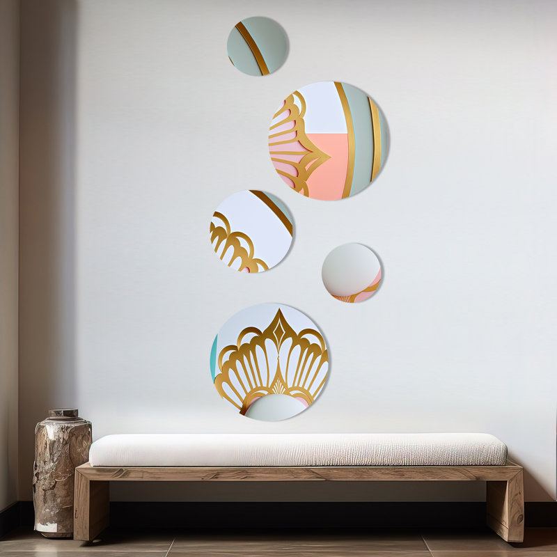 Ensemble de 5 décorations murales lune blanche en métal