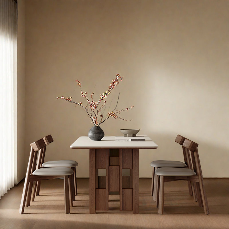 Nordic Wabi-sabi Style Dining Table Sets., 29.53"H x 59.06"L x 31.5"W