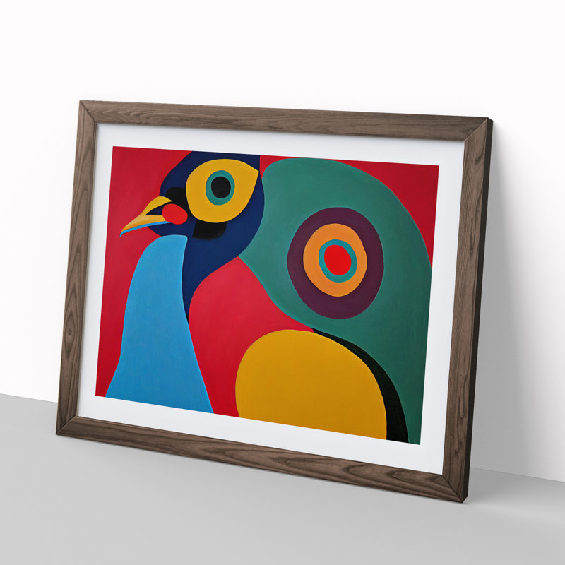 Abstract Peacock - Framed Print, 25cm H x 34cm W x 2cm D, Walnut