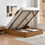 Structure de lit double en bois avec rangement relevable, aucun sommier nécessaire, blanc cassé rustique-1295656429-1295656419