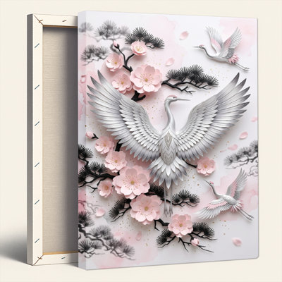 Crane Blossom Canvas Wall Art Set Of 1