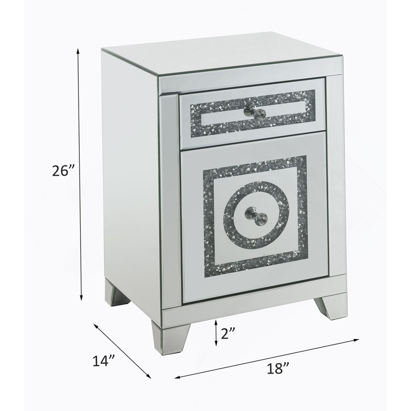 Table d'appoint en miroir et faux Dimaonds