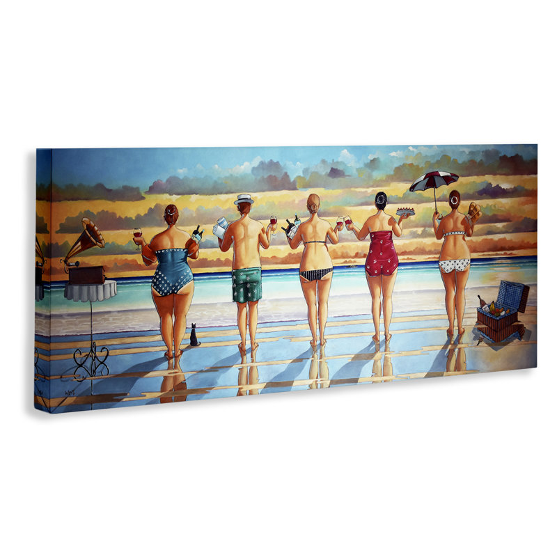 «Beach Friends Coastal Summer Fun», peinture sur toile tendue, H 10 po x l 24 po x P 1,5 po
