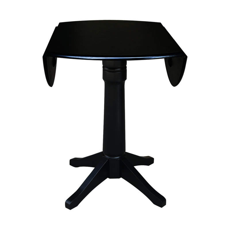 Extendable Round Solid Wood Dining Table, Black