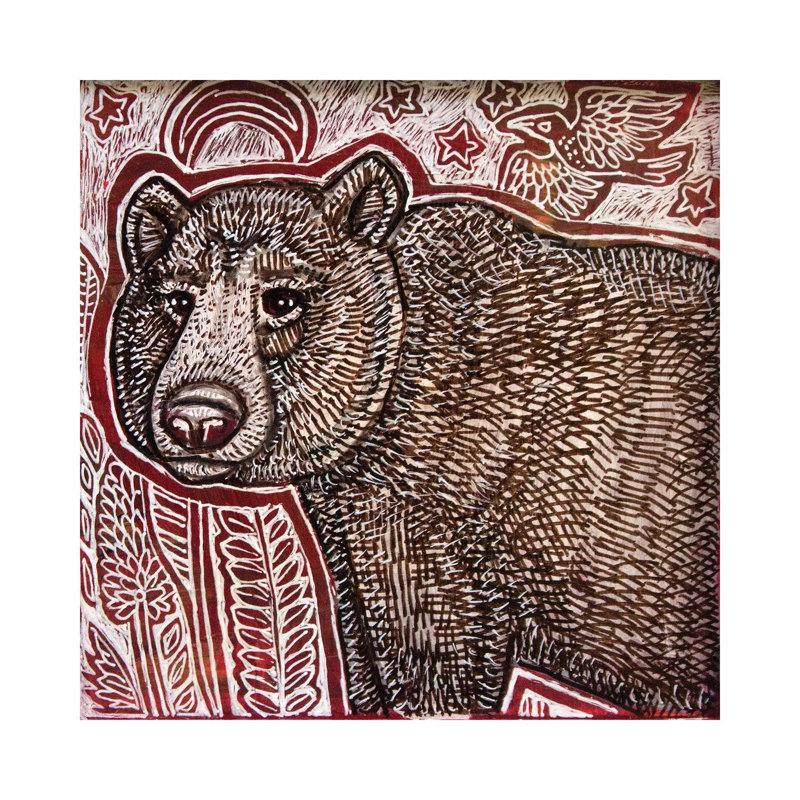 Wandering Bear 1 Piece Painting on Canvas, 30.48cm H x 30.48cm W x 1.91cm D, Wrapped Canvas