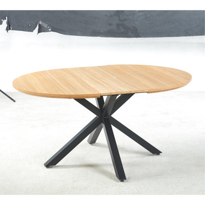 Top Extendable Dining And Living Room Table With Metal Legs, 120/160X120x75cm, Oak Hue, Fine Detailing Coffee Office Stout Thought - Through Design