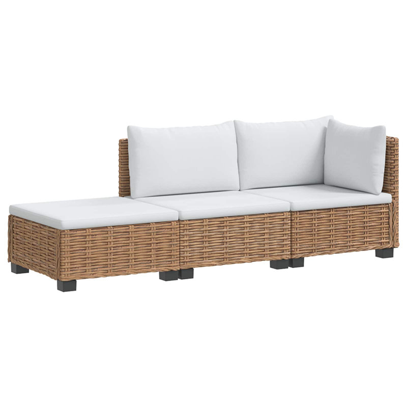 72cm Wide Patio Sectional Set, White Cushion/Natural Frame