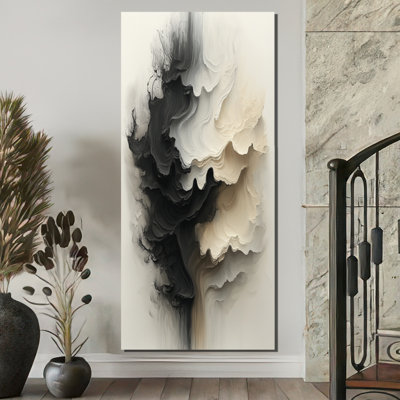 Oldsmar Black White Unbound Horizons Drip Painting III - Drip Painting Framed Canvas Print