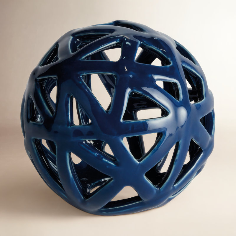 ALICIA METAL ORB, 5" H x 5" W x 5" D, Blue