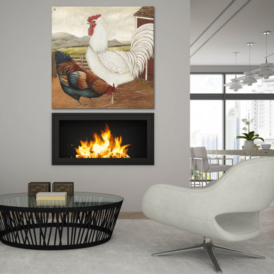 August Grove® «Rooster pair 3» par David Carter, art mural en verre acrylique brun