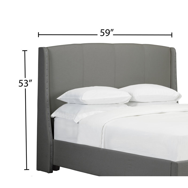 Tarin Upholstered Headboard, Linen - Charcoal, Full