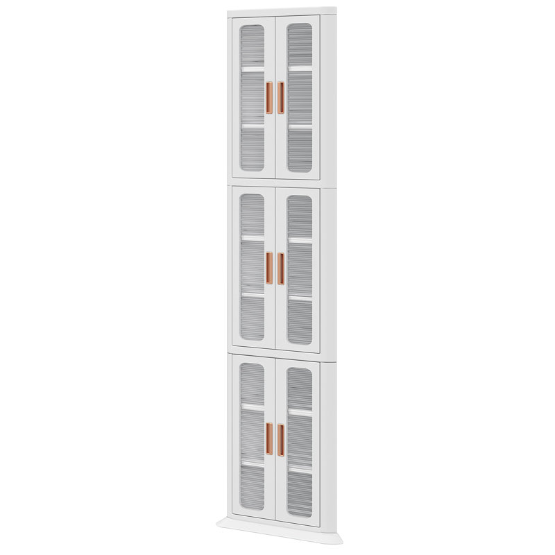 White 3-Tier Corner Storage Bins Stackable Multipurpose Storage Organiser Cabinet