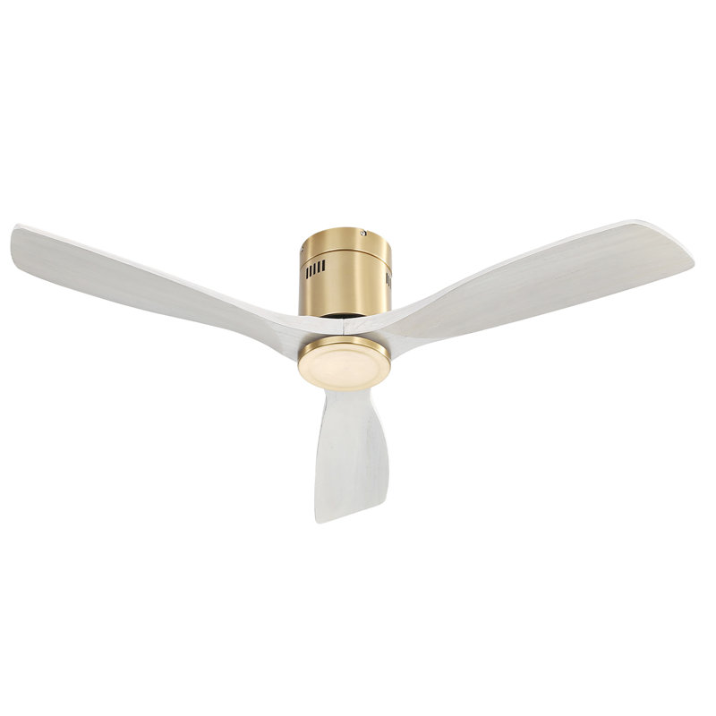 Ventilateur de plafond 52 pouces à profil bas DC 3 ventilateur en bois massif sans moteur réversible télécommande sans lumière