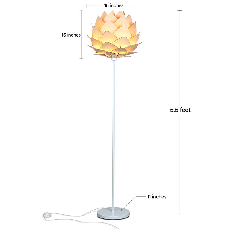 White 66" Torchiere Floor Lamp with Google Assistant for Kids