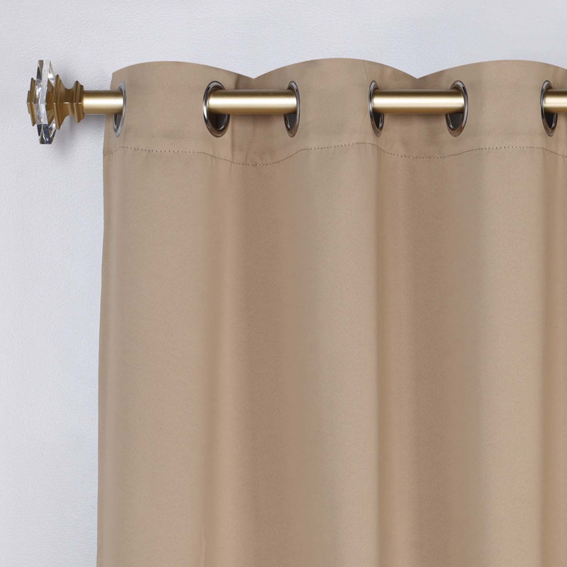  Trixie Millendon Solid Modern Polyester Room Darkening Curtain Pair, Khaki, 42" W x 84" L
