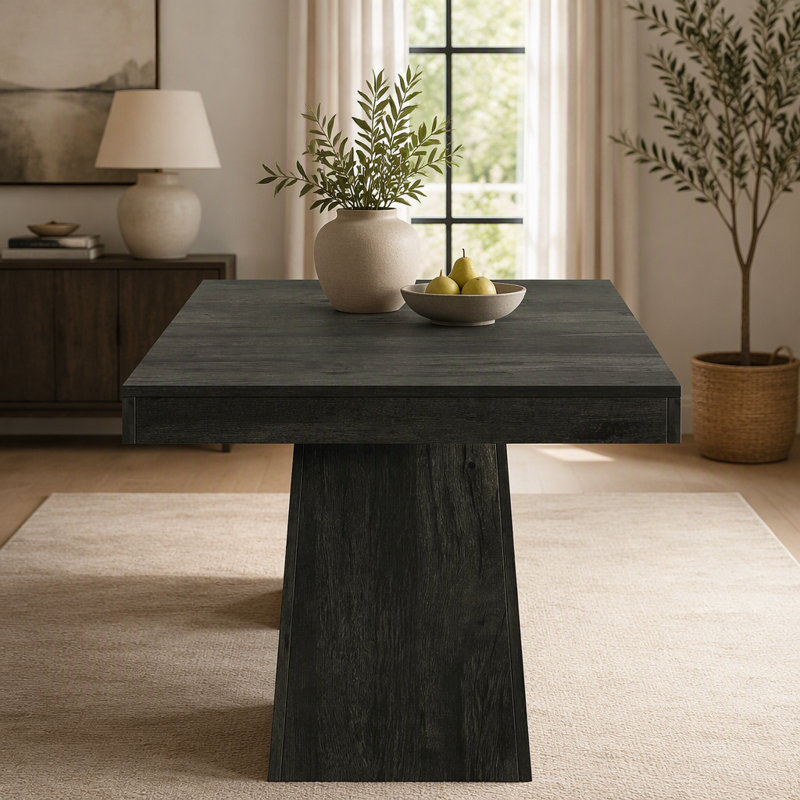 Table de salle à manger 31,5 ", table de ferme carrée pour 4 personnes, Noir, Bois d'ingénierie