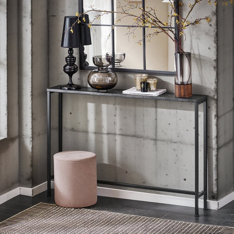 Abingt 120cm Console Table, Black, 80cm H x 120cm W x 20cm D, Marble Black