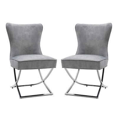 Geneva Upholstered Dining Chairs with Metal Base