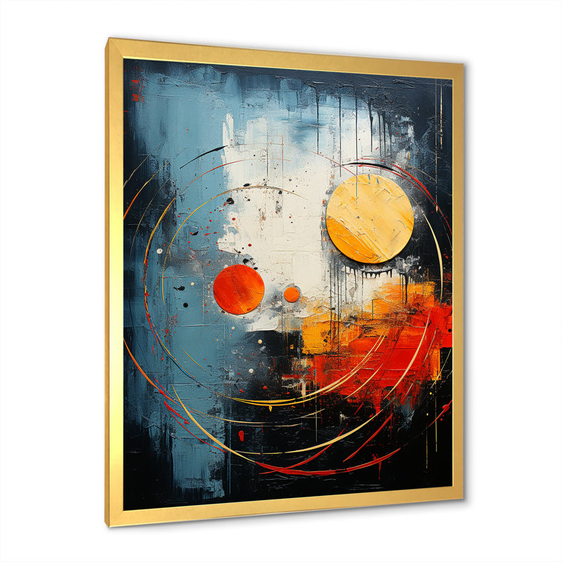 «Red and Blue Abstracted Tastes II», reproduction sur toile, Cadre doré simple, H 20 po x l 12 po x P 1 po
