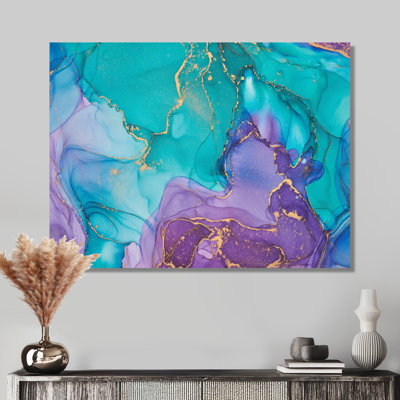 Turquoise And Purple Liquid Art I - Modern Canvas Wall Art Print
