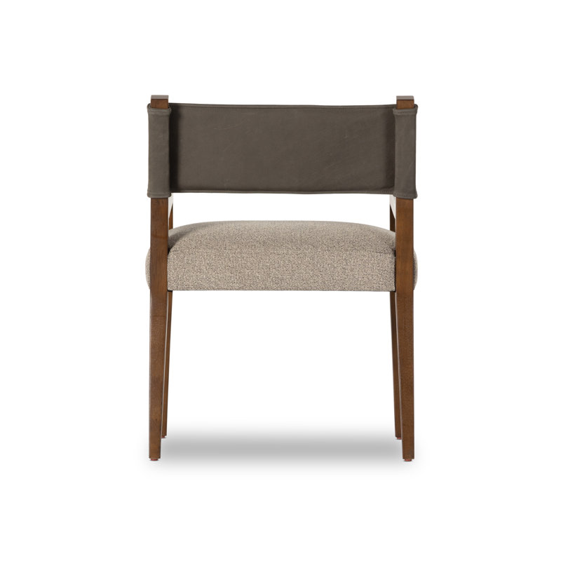 Ferris Dining Armchair, Gray Viscose/Polyester, Dark Brown