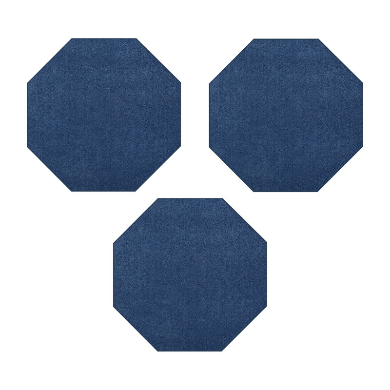 Ensemble de tapis intérieur / extérieur en polyester bleu royal touffeté à la machine Kifer, Octogonal 2 pi x 2 pi