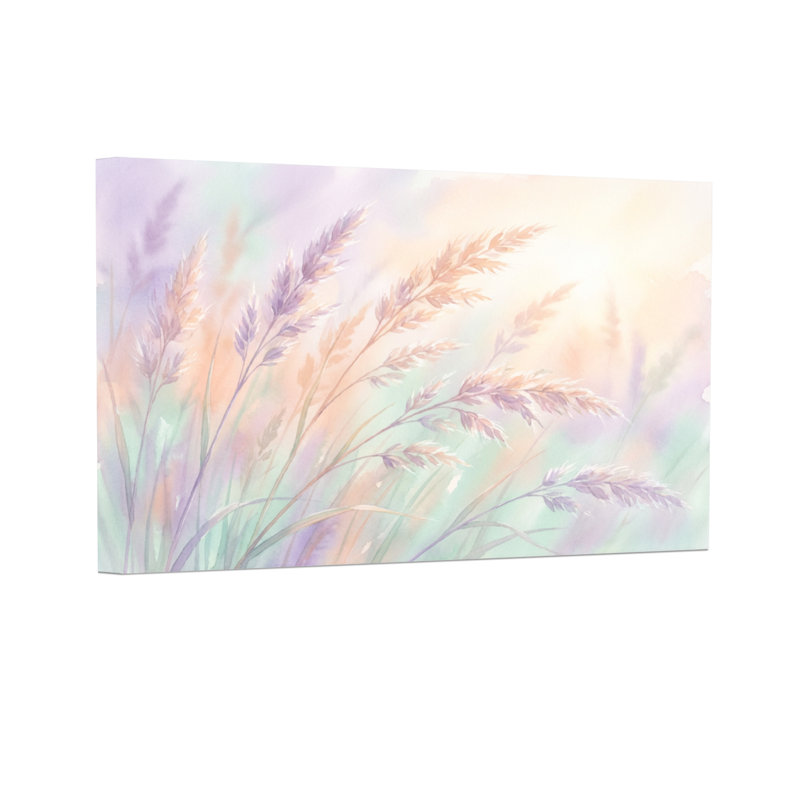 Plantes et fleurs douces herbes pastel sur fond clair doux, H 16 po x l 24 po