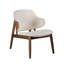 Chaise d'appoint à oreilles Mid-Century moderne avec table d'appoint et structure à quatre pieds en bois massif noyer / beige