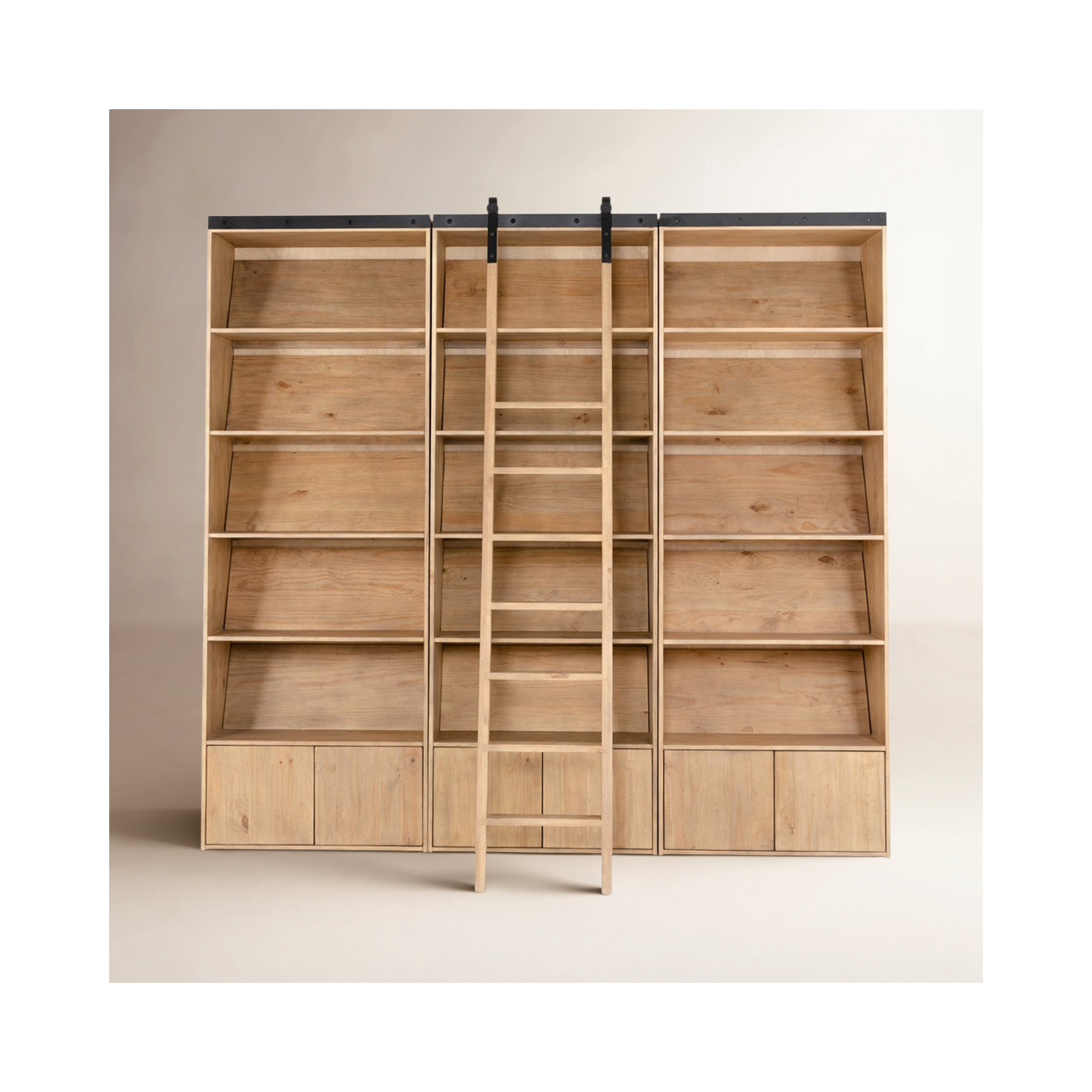 Wide Bookcase, Smoked Pine