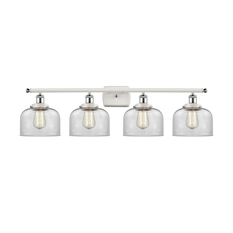 Barre d'éclairage de salle de bain à 4 lumières à intensité variable, Blanc / chrome poli