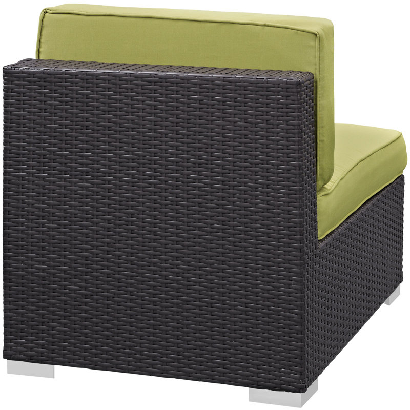 Modway Gather Armless Outdoor Patio Sectional with Cushions, Peridot
