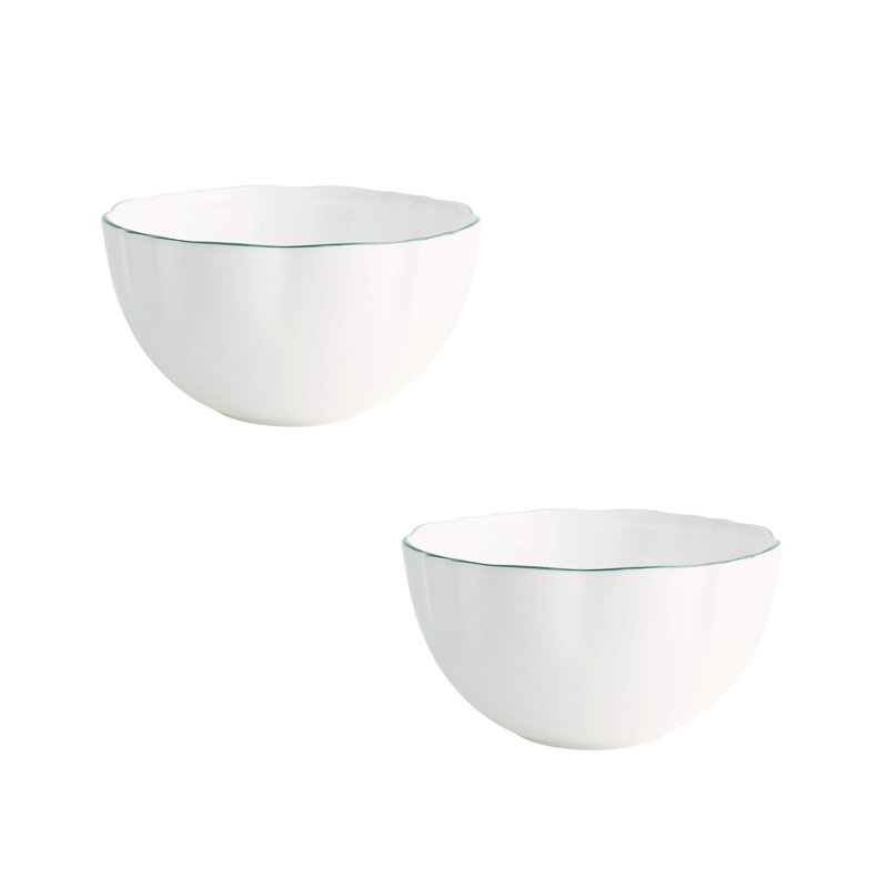 8 oz. Amelie Bol à riz en porcelaine tendre, Blanc / vert