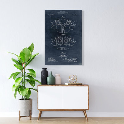 Vintage Blue Football Blueprint Canvas | Home Decor Art