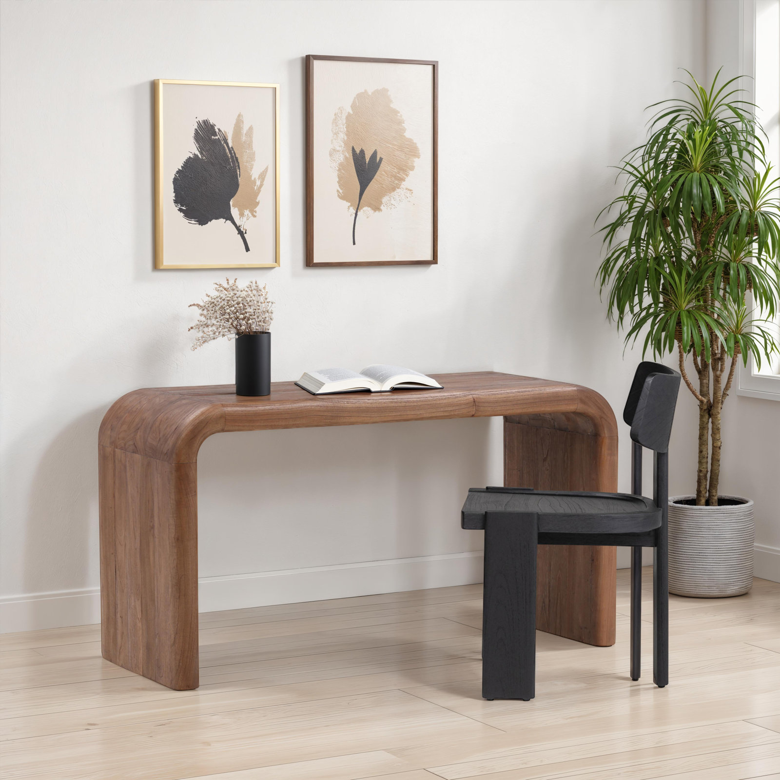 Alaina 55" Writing Desk, Brown