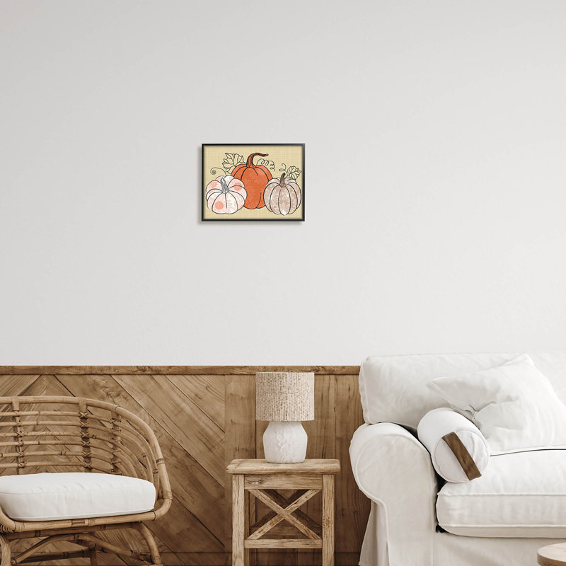 Motif automnal de citrouilles tournesol at-108, Giclée encadrée noir minuit, H 11 po x l 14 po x P 1,5 po