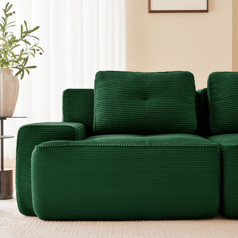Canapé modulaire en velours côtelé de qualité supérieure - sans assemblage, éponge 32D, conception ergonomique incurvée