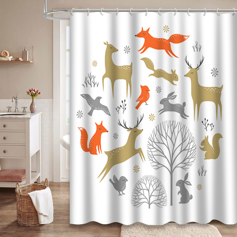 Rideau de douche Winter Woodland Christmas, L 72 po x l 72 po