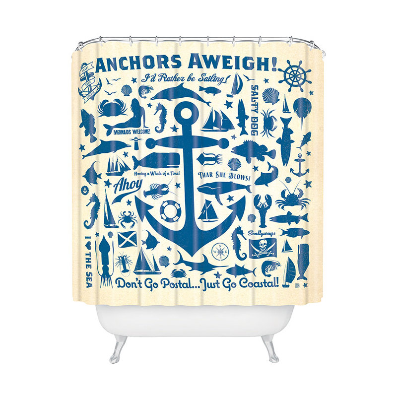 Rideau de douche et crochets simples et aweigh anchors Anderson Design Group
